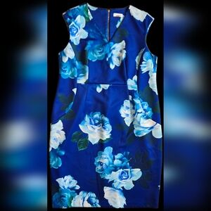 18W Calvin Klein Royal Blue Floral Sleeveless Dress